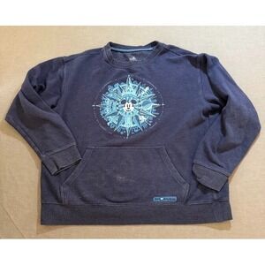 Disney Parks‎ Mickey Sweatshirt Adult XL Blue Kangaroo Pocket Long Sleeve Mens.